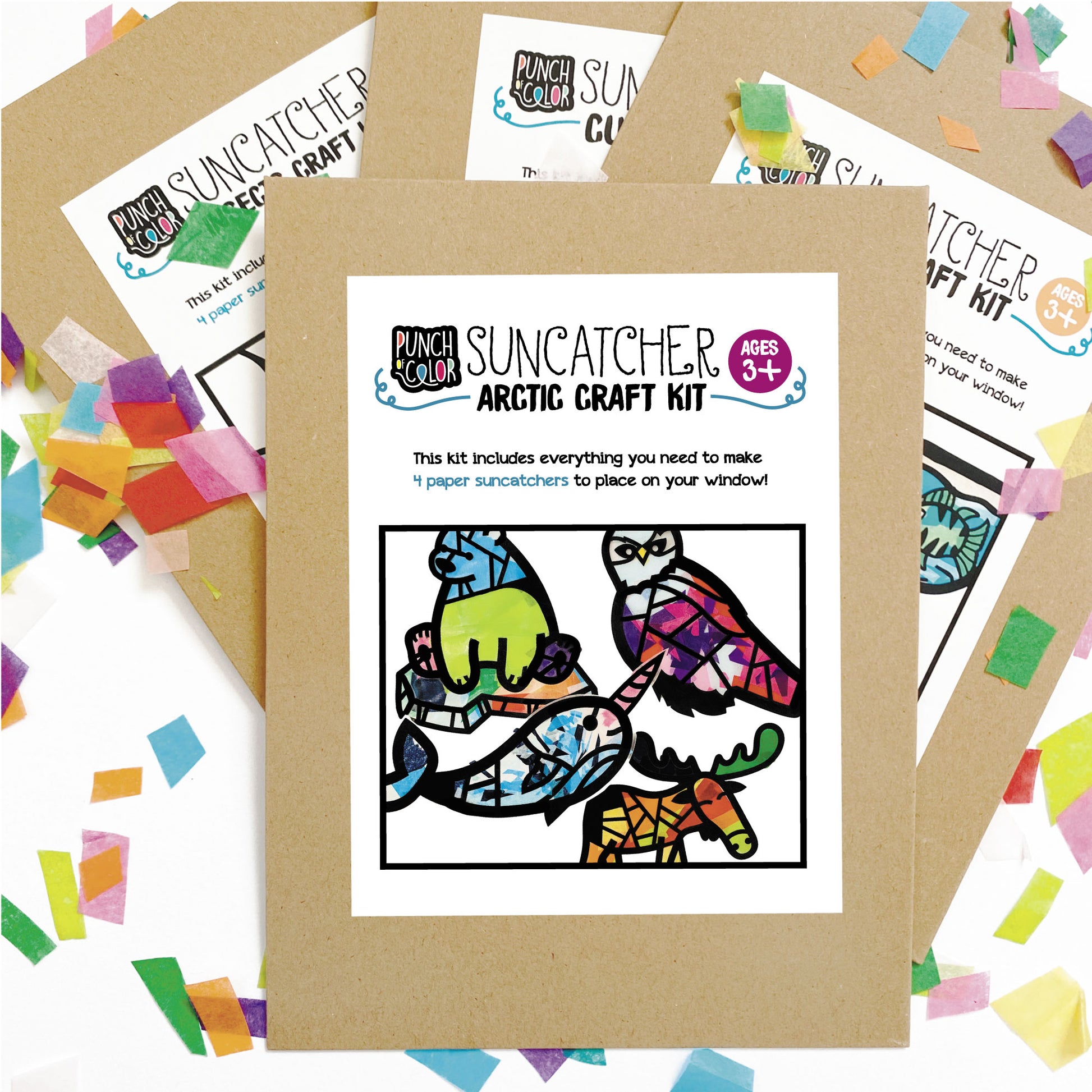 Arctic animal mess-free paper arts and crafts kit for kids.