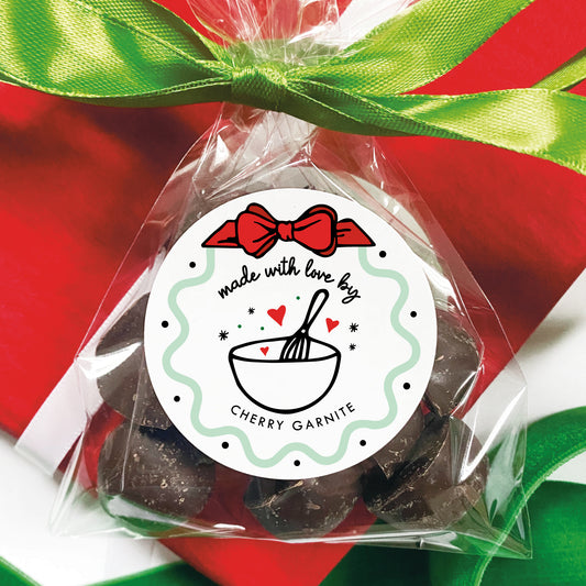 Holiday Made with Love Baked Goods Labels - Red Bow