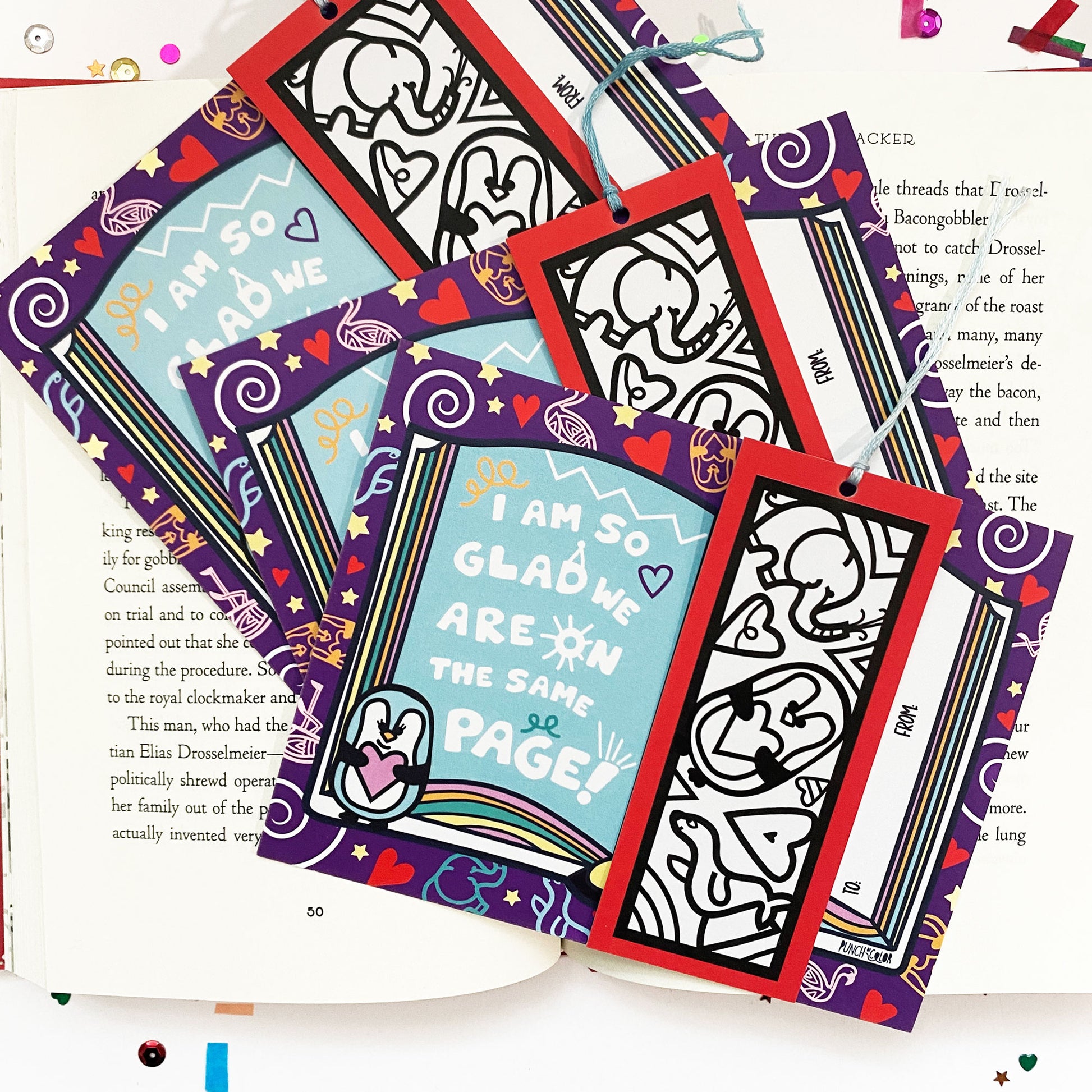Animal bookmark valentines cards for kids.