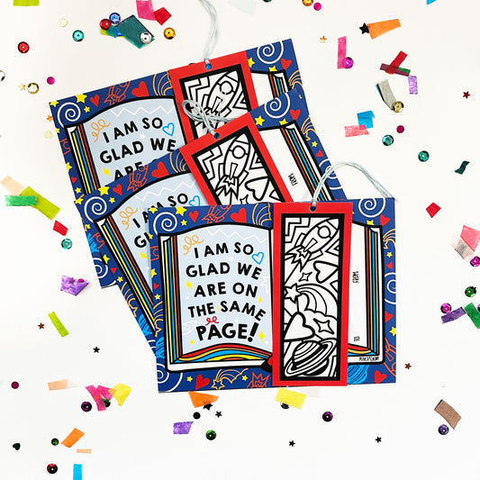 Outer space Valentine's bookmark cards.