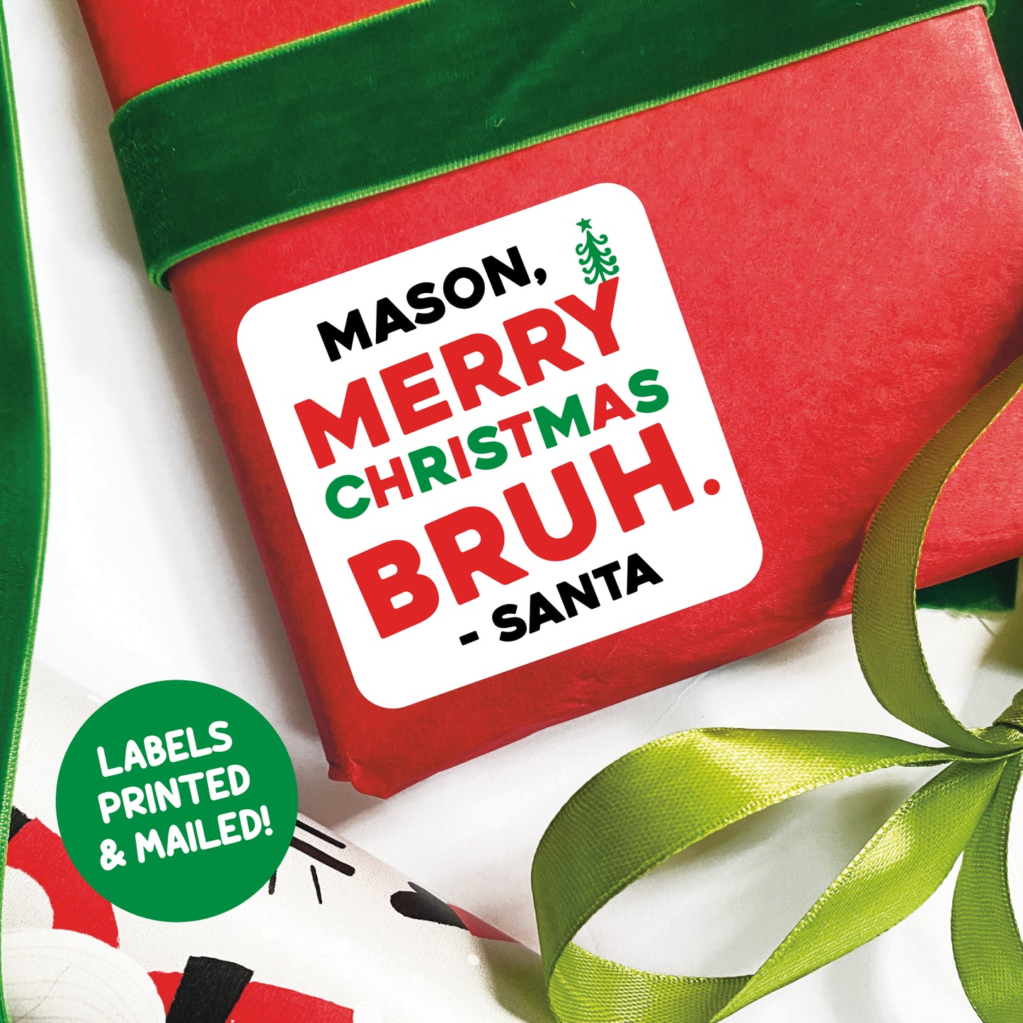 Bruh Merry Christmas Gift Labels