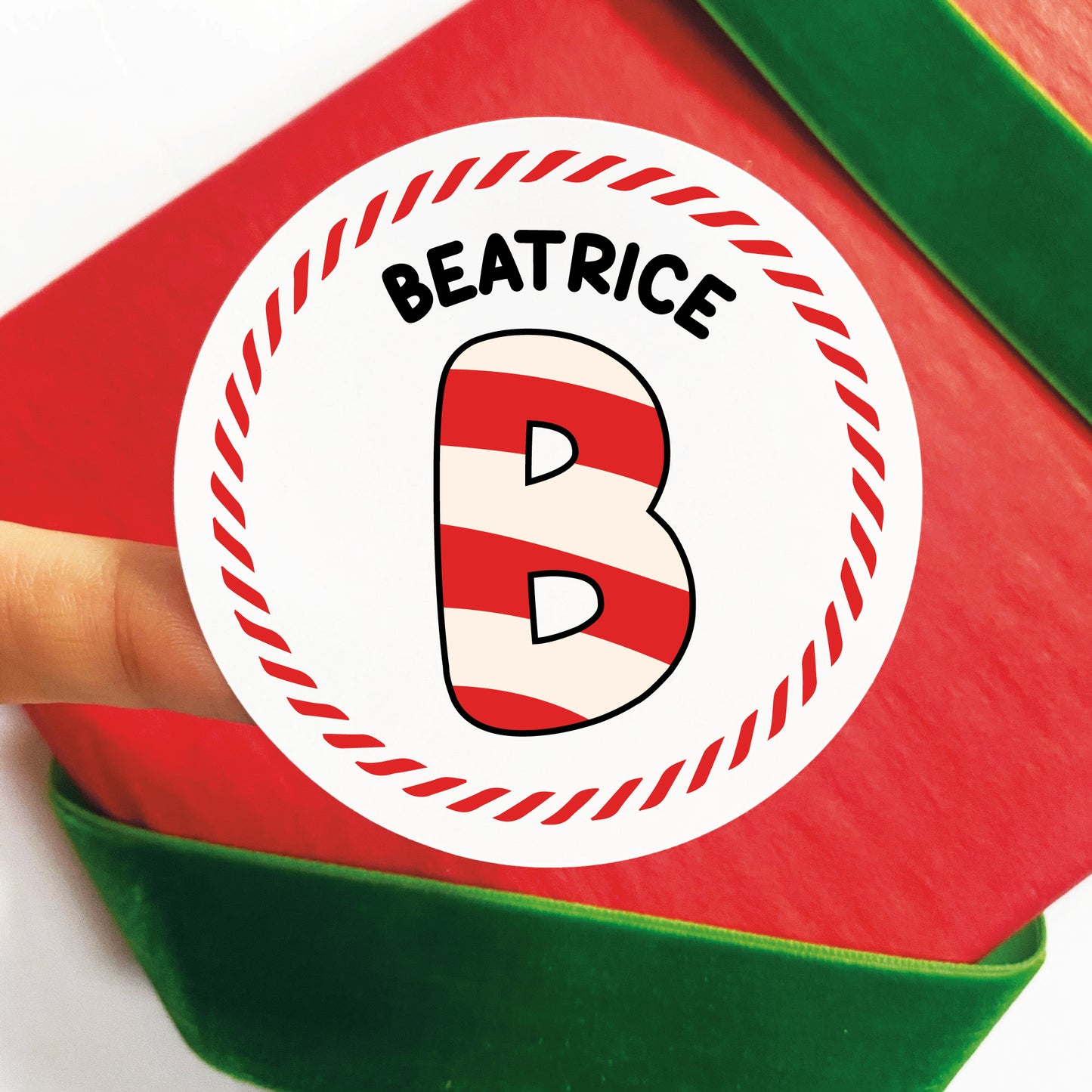 Candy Cane Initial Christmas Gift Labels