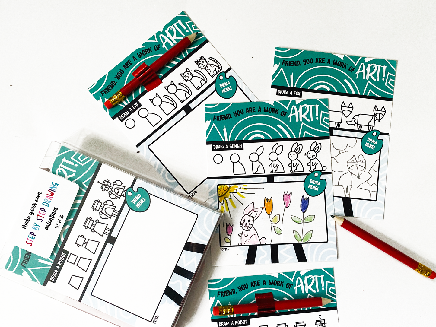 Step by Step Drawing Valentine's Cards