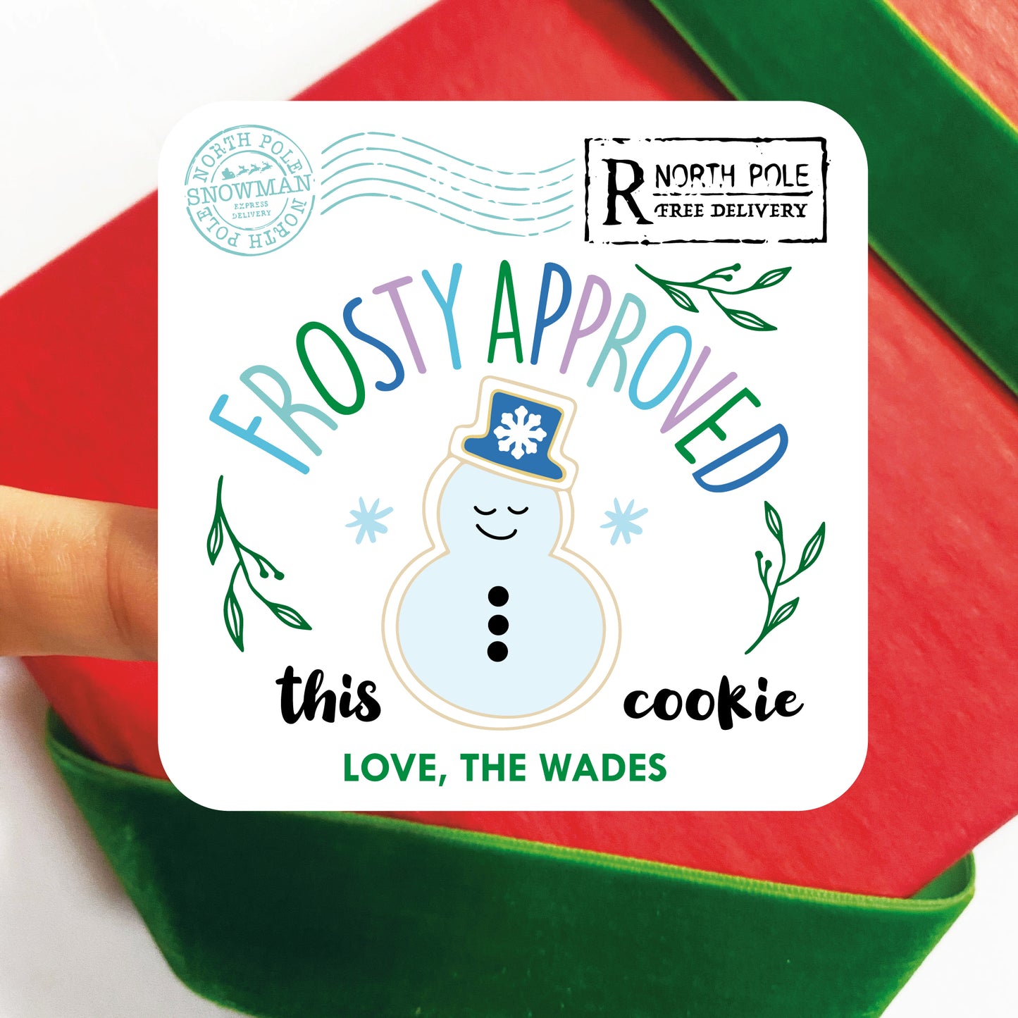 Personalized Christmas Cookie Labels - Snowman