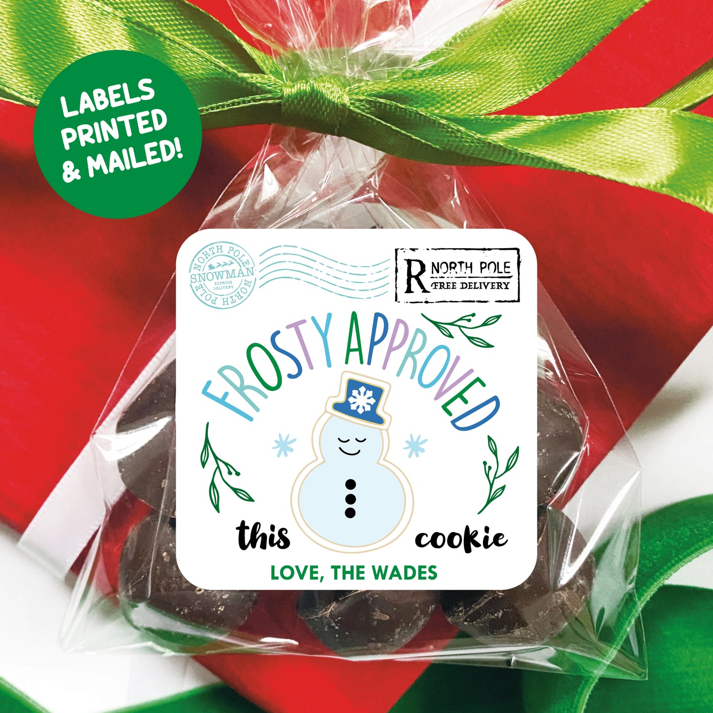 Personalized Christmas Cookie Labels - Snowman