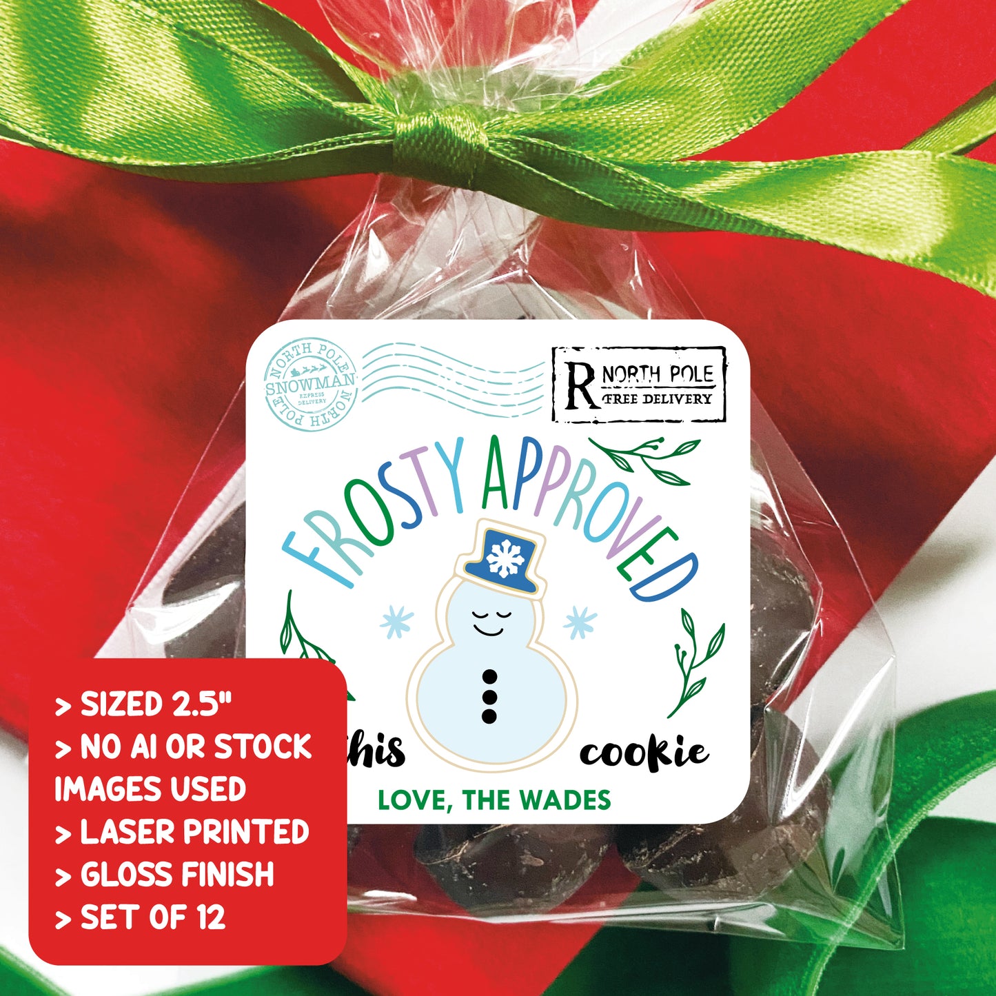 Personalized Christmas Cookie Labels - Snowman