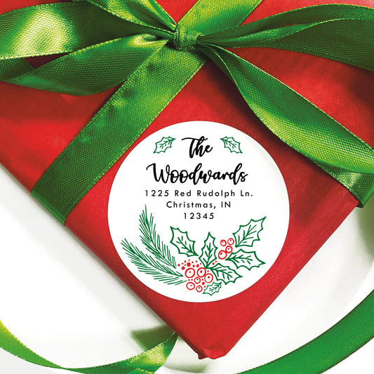 Christmas Return Address Labels - Holly