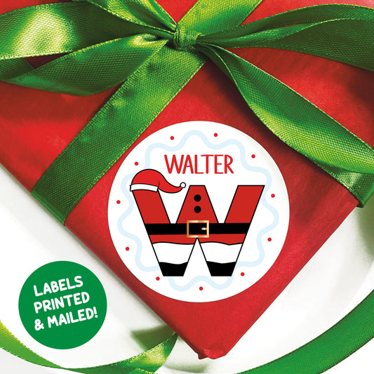 Santa Initial Christmas Gift Labels
