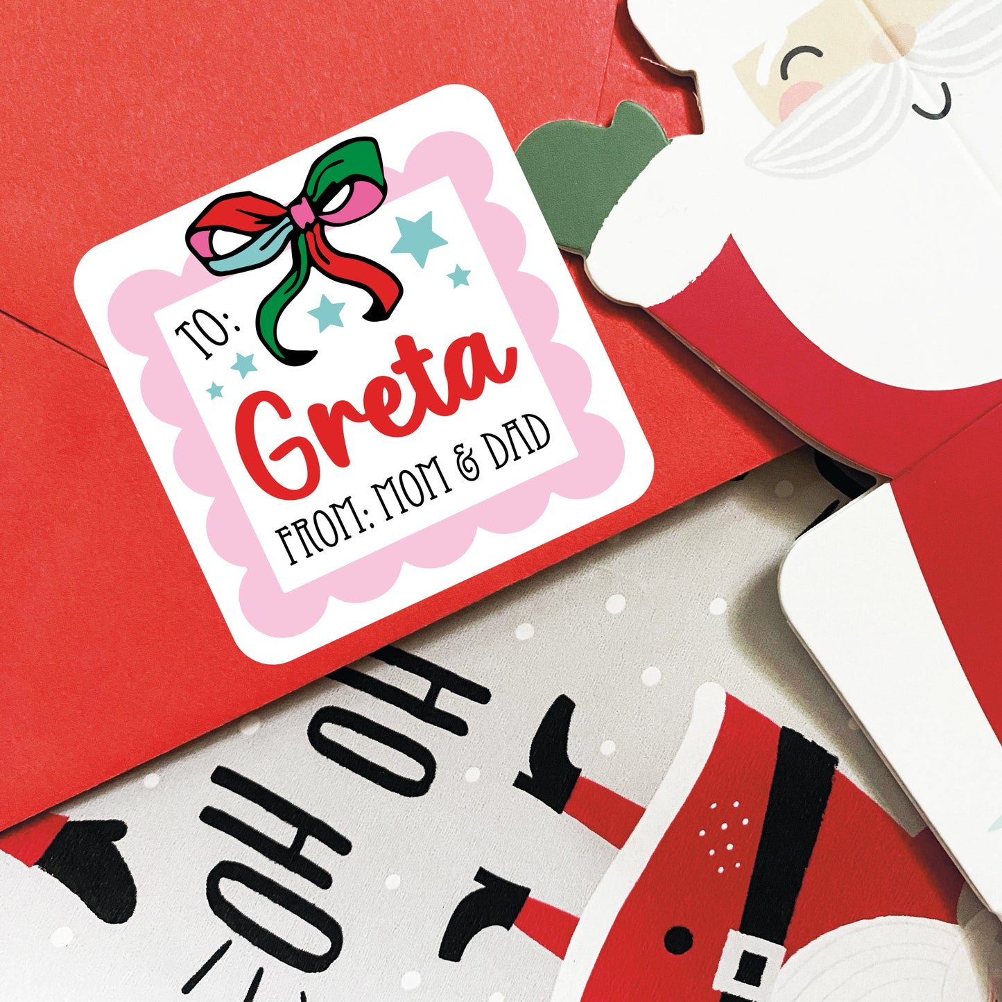 Personalized Pink and Red Vintage Gift Labels