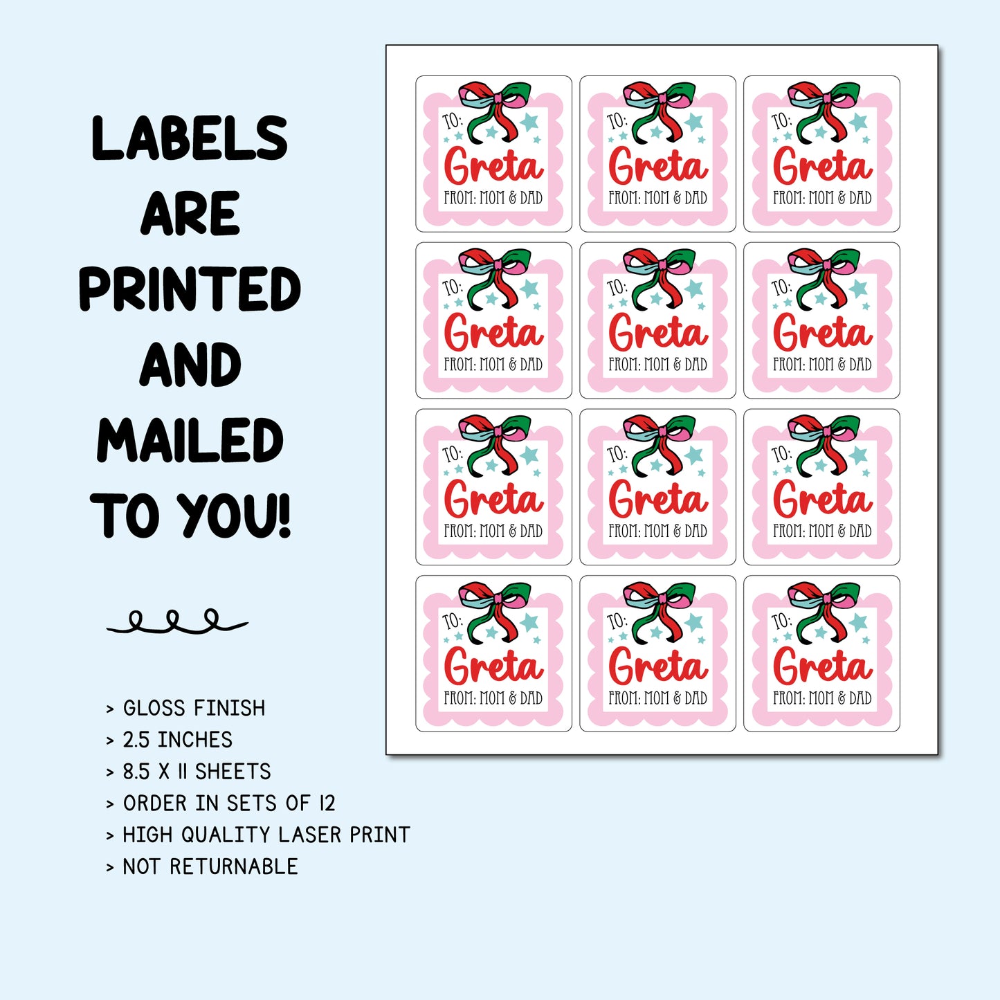 Personalized Pink and Red Vintage Gift Labels