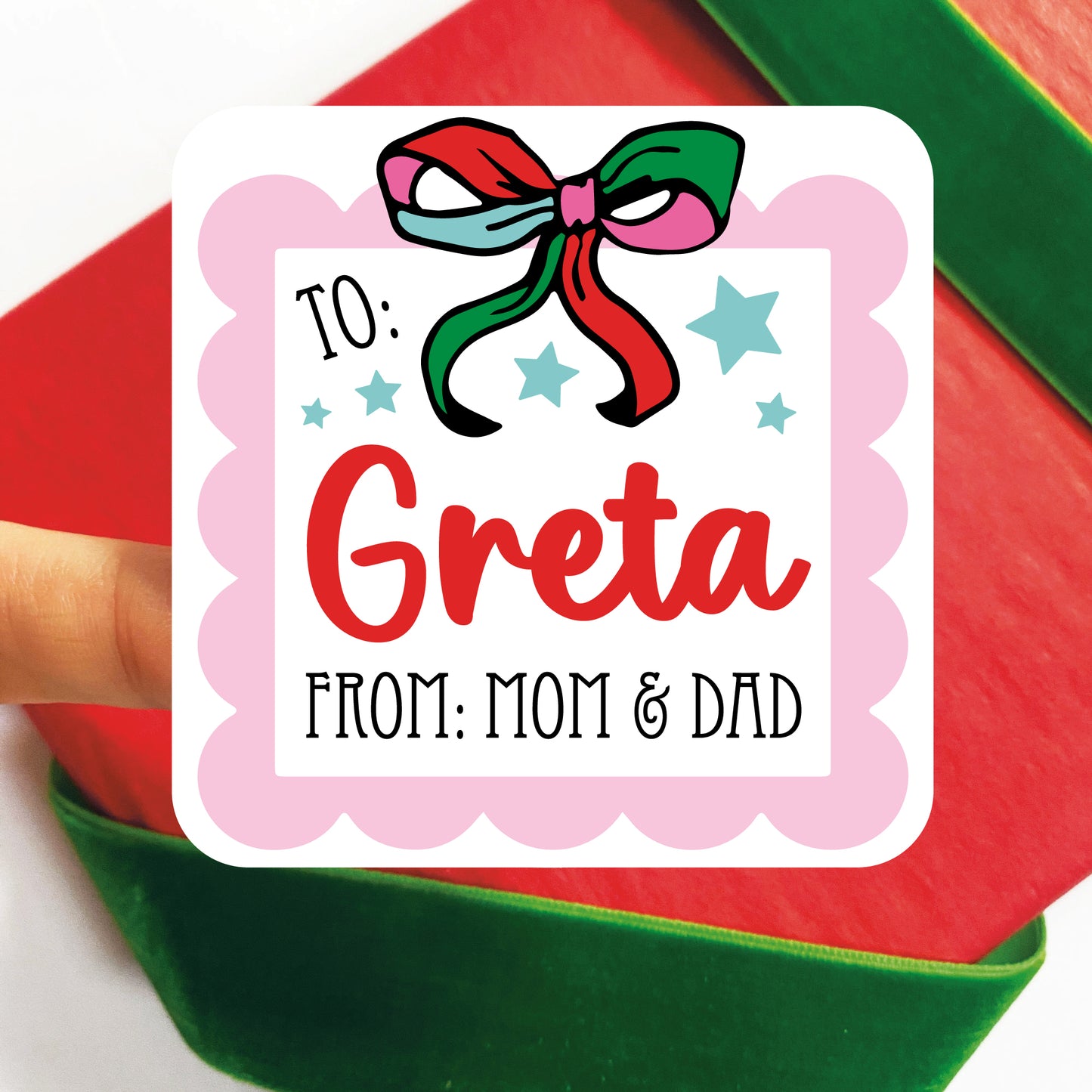 Personalized Pink and Red Vintage Gift Labels