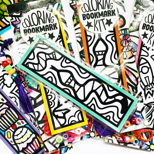 Snake coloring bookmark arts and crafts kit for young reader. Reptile birthday party activity for kids!