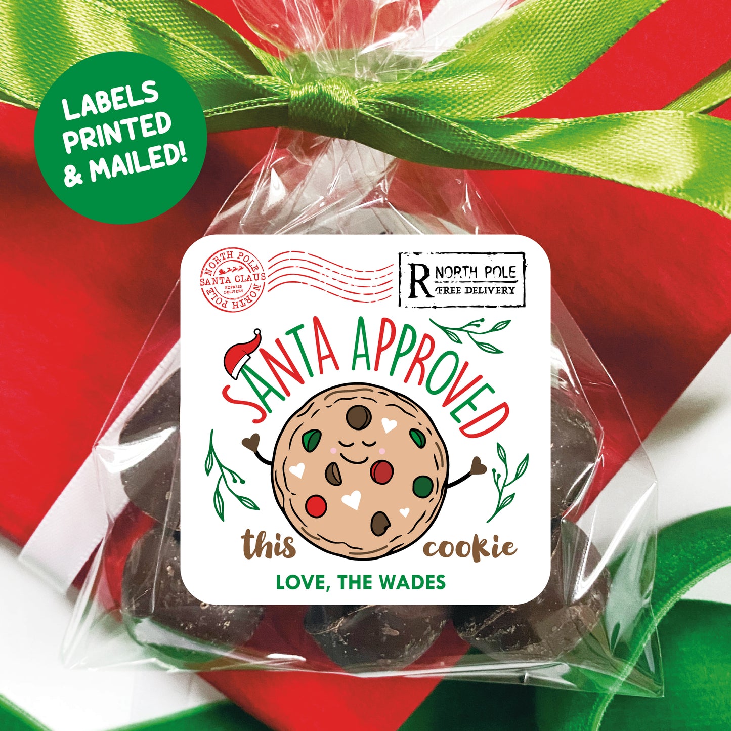 Personalized Christmas Cookie Labels - Chocolate Chip