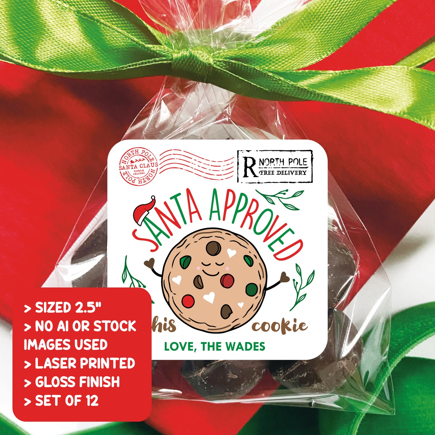 Personalized Christmas Cookie Labels - Chocolate Chip