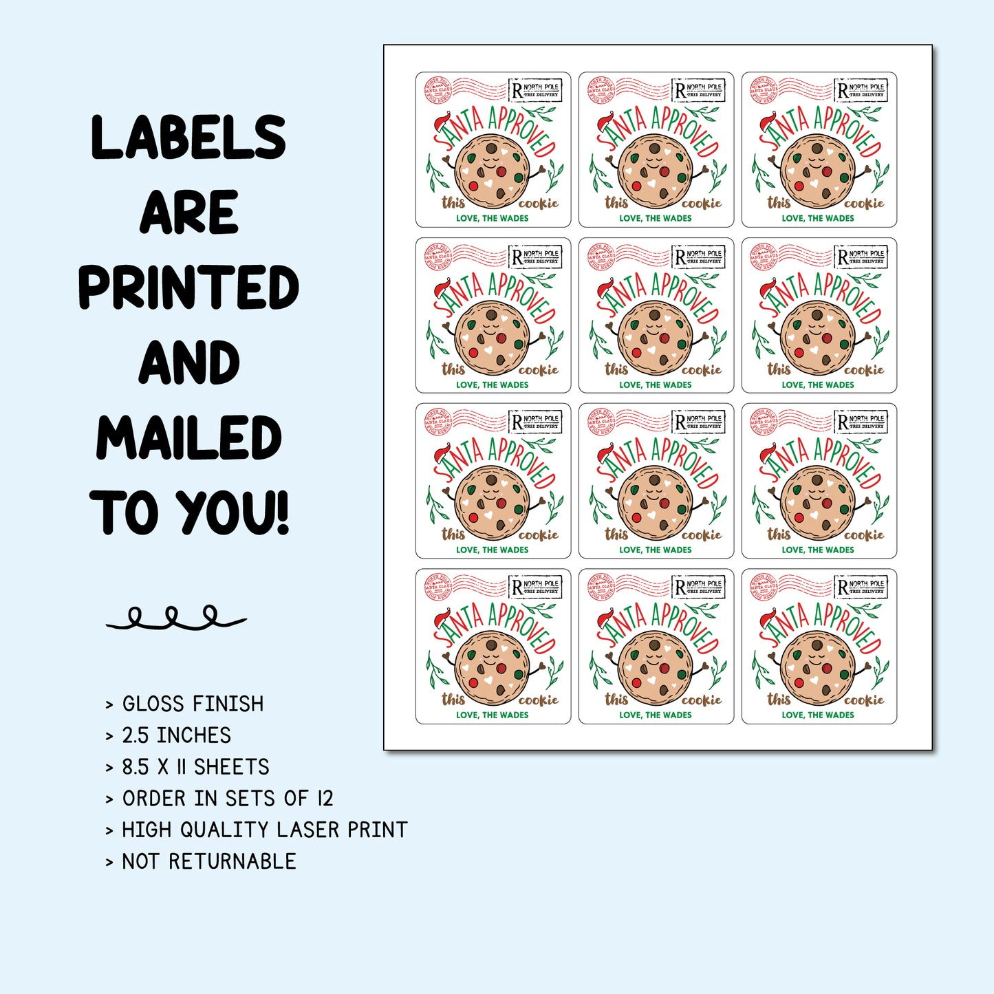 Personalized Christmas Cookie Labels - Chocolate Chip