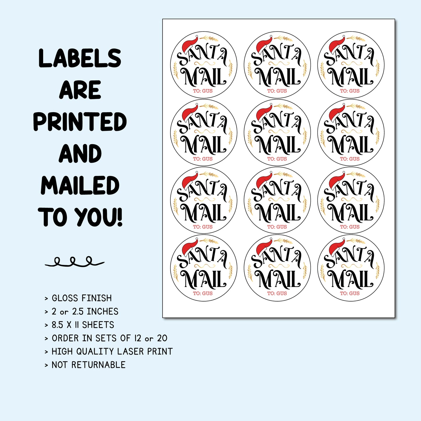 Personalized Santa Mail Gift Labels