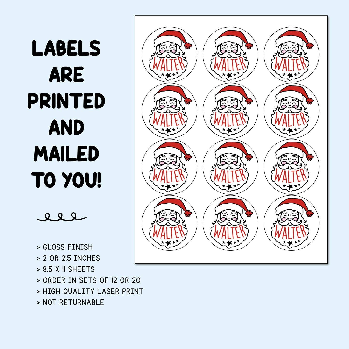 Personalized Santa Claus Christmas Gift Labels