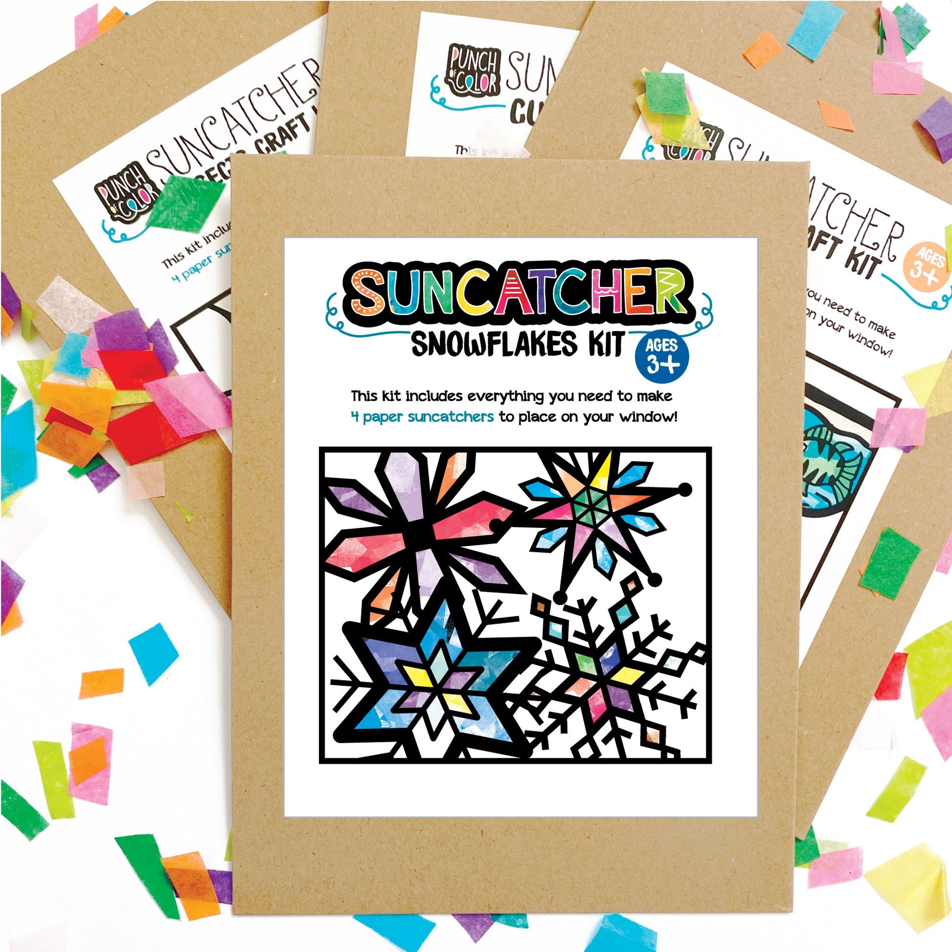 Paper snowflakes arts and crafts suncatcher kit for kids