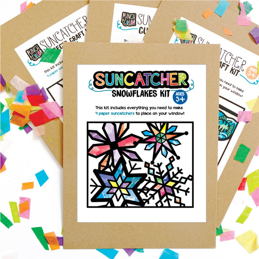 Paper snowflakes arts and crafts suncatcher kit for kids