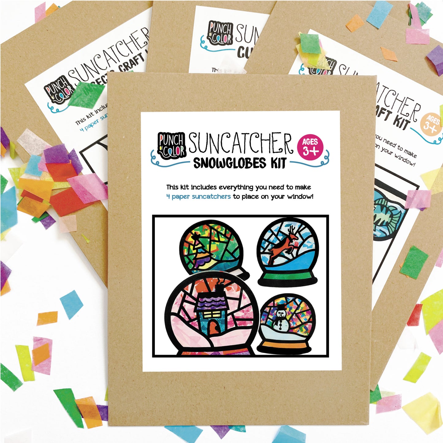 DIY snowglobes arts and crafts suncatcher kit for kids