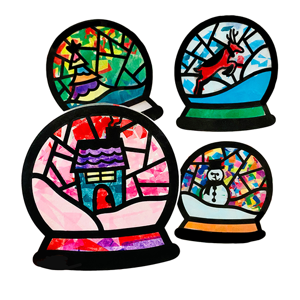 Snowglobe + Snowflakes Suncatcher SVG