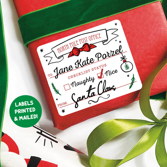 North Pole Post Office Christmas Gift Labels - Vintage
