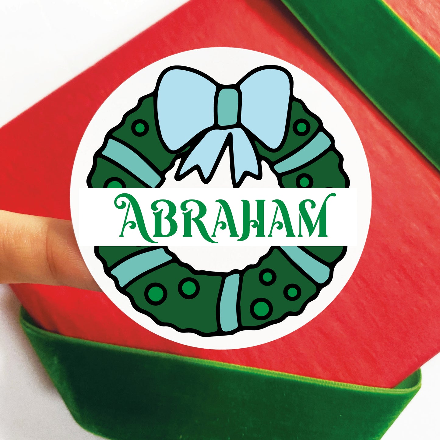 Personalized Vintage Wreath Christmas Gift Labels
