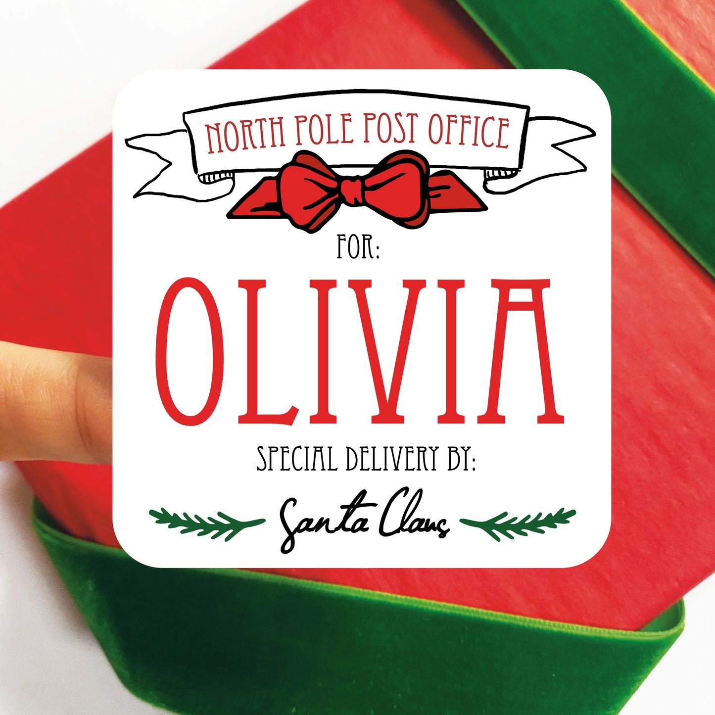 Personalized Christmas Gift Labels - Red Bow