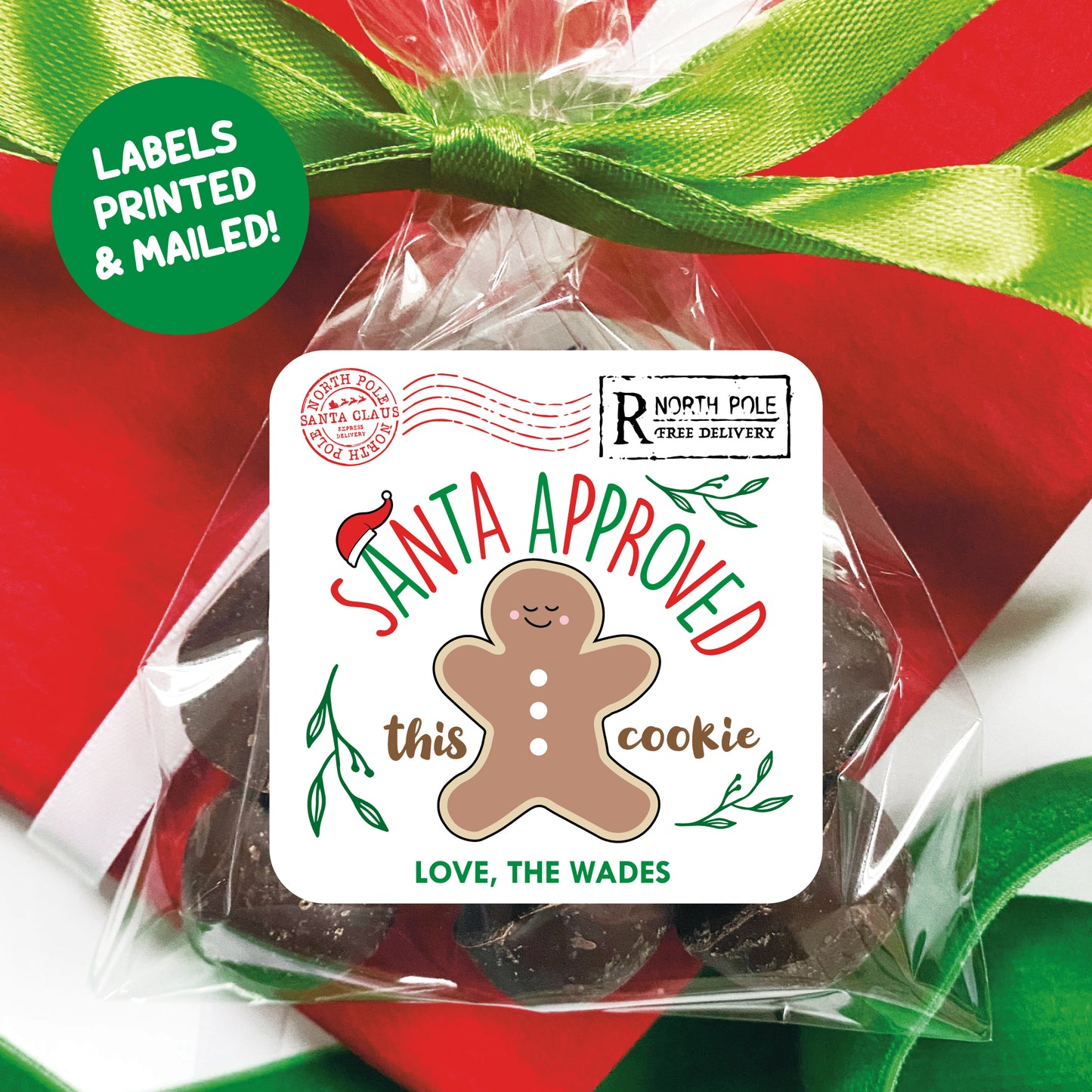 Personalized Christmas Cookie Labels - Gingerbread