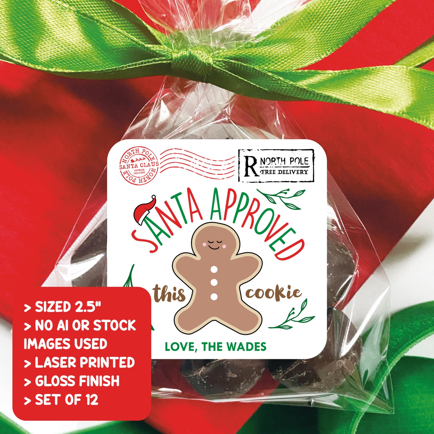 Personalized Christmas Cookie Labels - Gingerbread