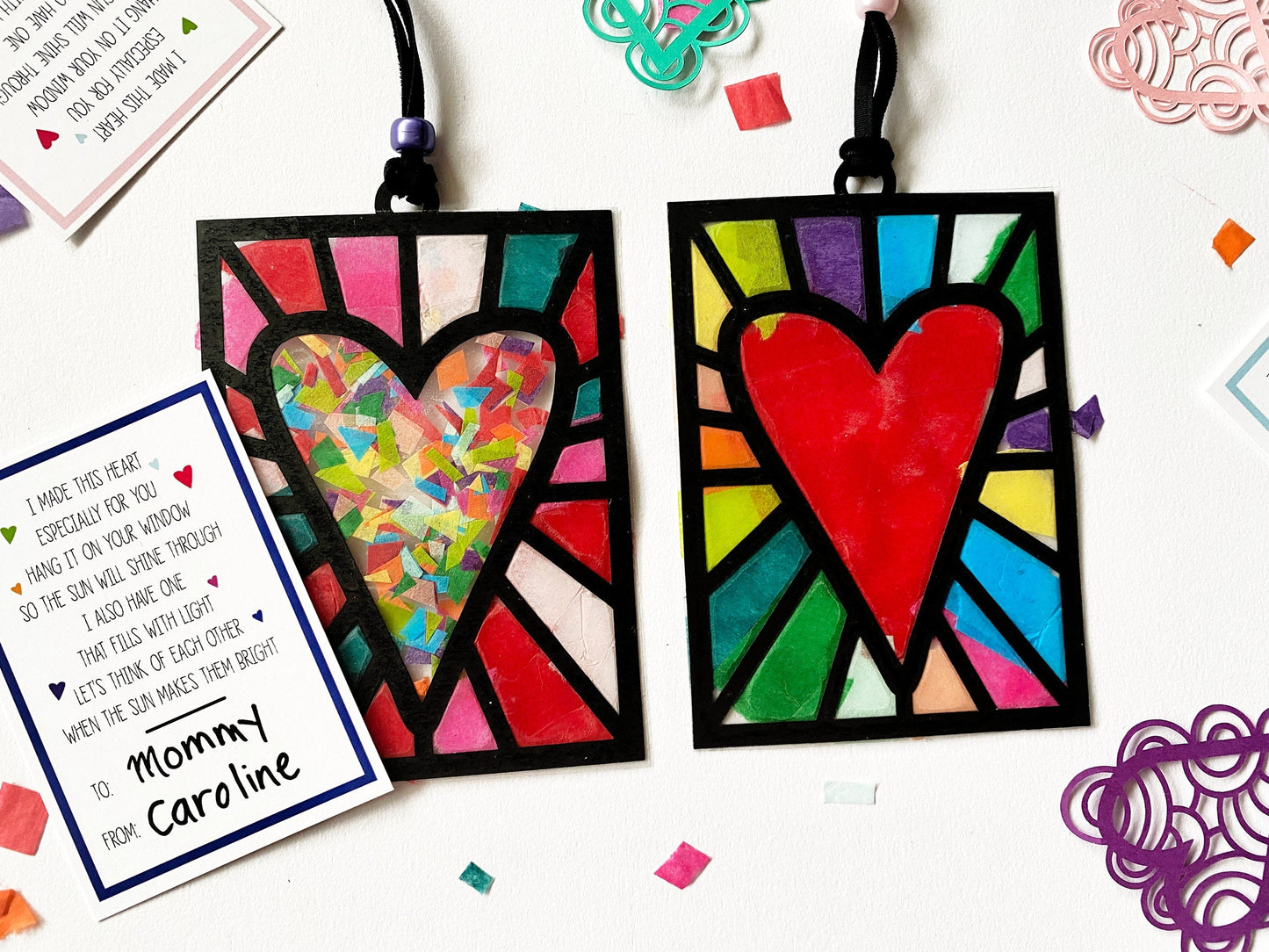 Bulk Heart Paper Stained Glass Valentine's Craft