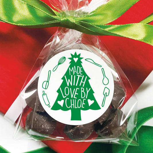 Holiday Made with Love Labels - Tree, Santa, Gingerbread, Present