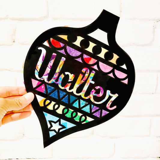 Custom ornament craft kit for kids. Paper Christmas crafts for children.
