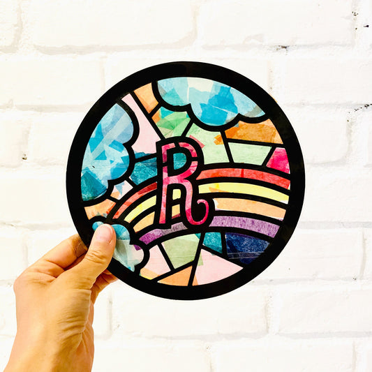 Custom rainbow monogram arts and crafts kit for kids.