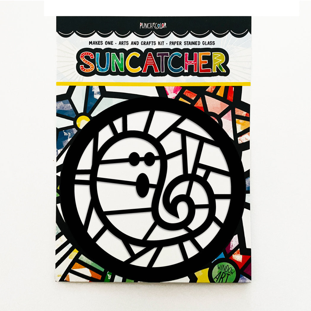 Ghost paper suncatcher arts and crafts kit for kids - a Halloweeen party activity that is mess -free and easy.