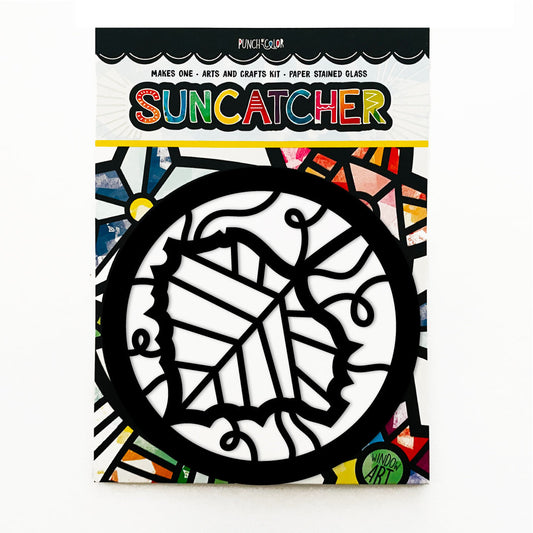 Fall leaf paper suncatcher arts and crafts kit for kids. Create a colorful piece of art to place on your window - the best halloween party  activity or favor!