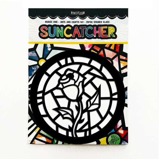 Rose flower suncatcher arts and crafts kit. Perfect party favor for kids.