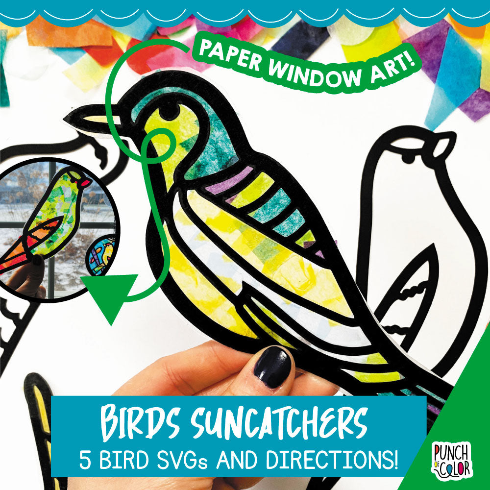 Bird SVG suncatcher craft for preschool class.