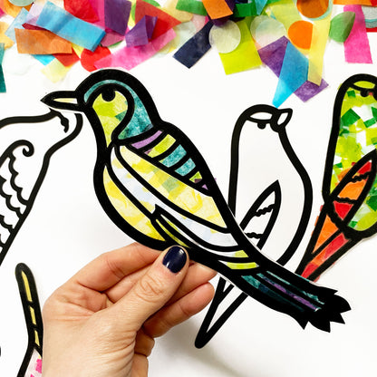 Bulk bird crafts for preschool nature lesson.