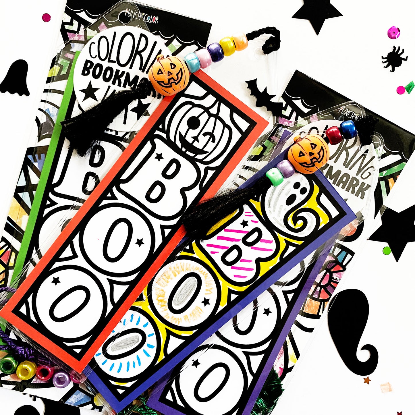 Halloween BOO Coloring Bookmark Kit