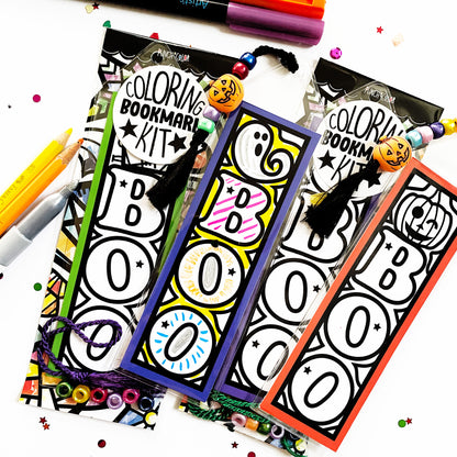 Halloween BOO Coloring Bookmark Kit