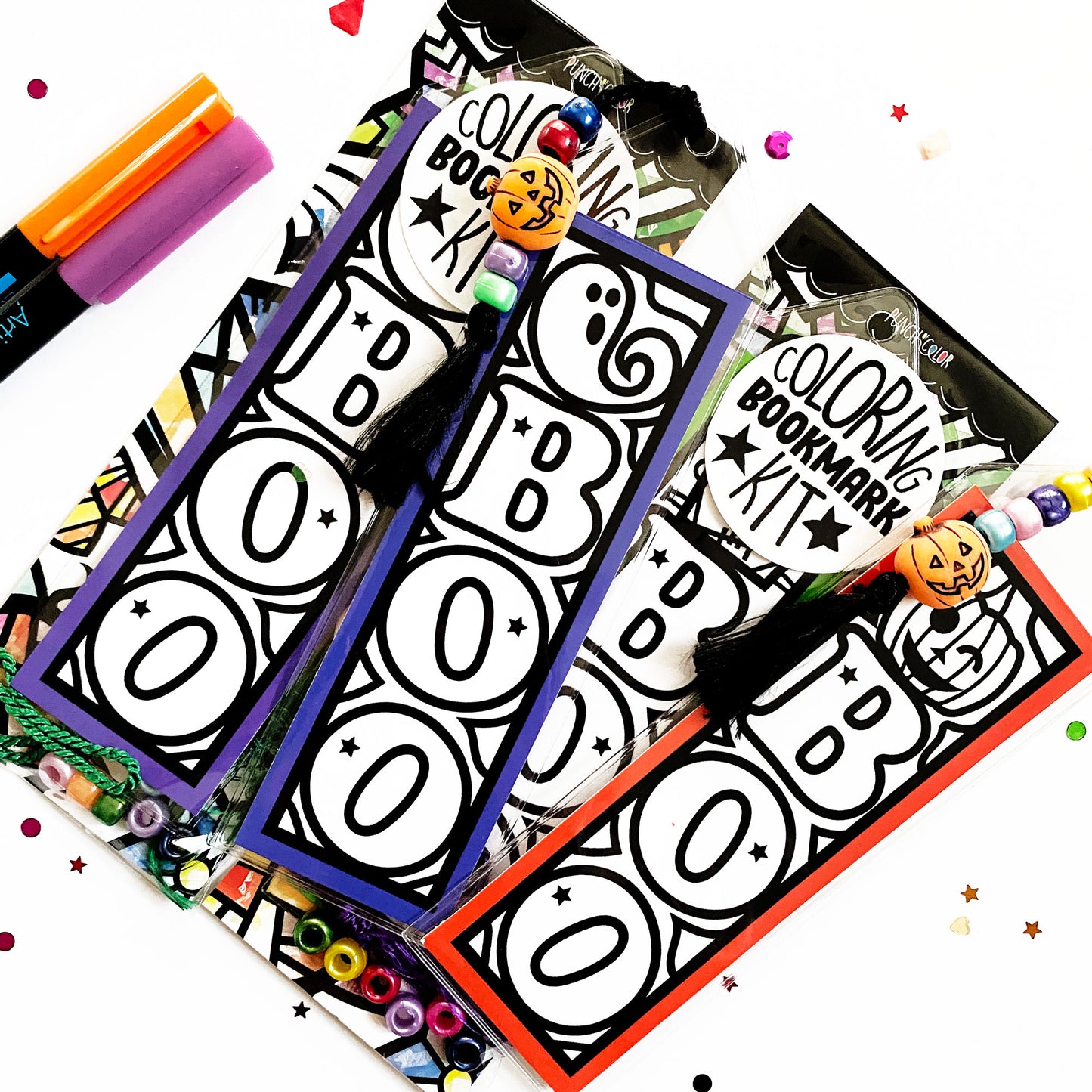 Halloween BOO Coloring Bookmark Kit