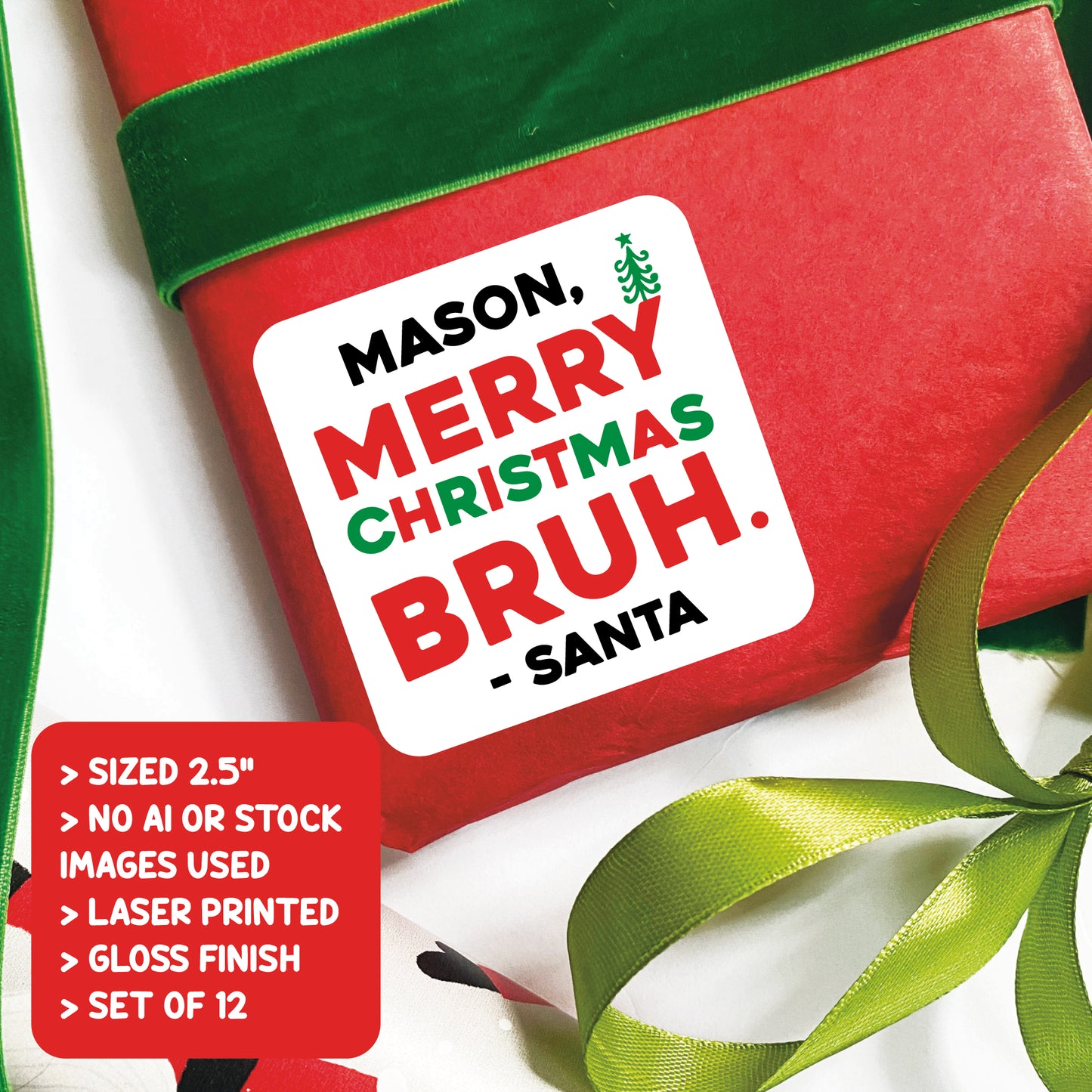 Bruh Merry Christmas Gift Labels