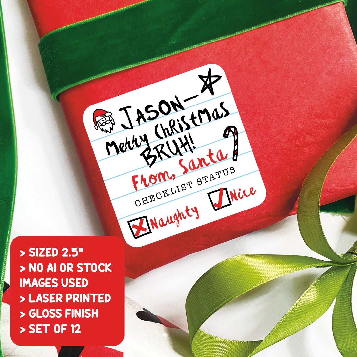 Bruh Merry Christmas Gift Labels - Notebook