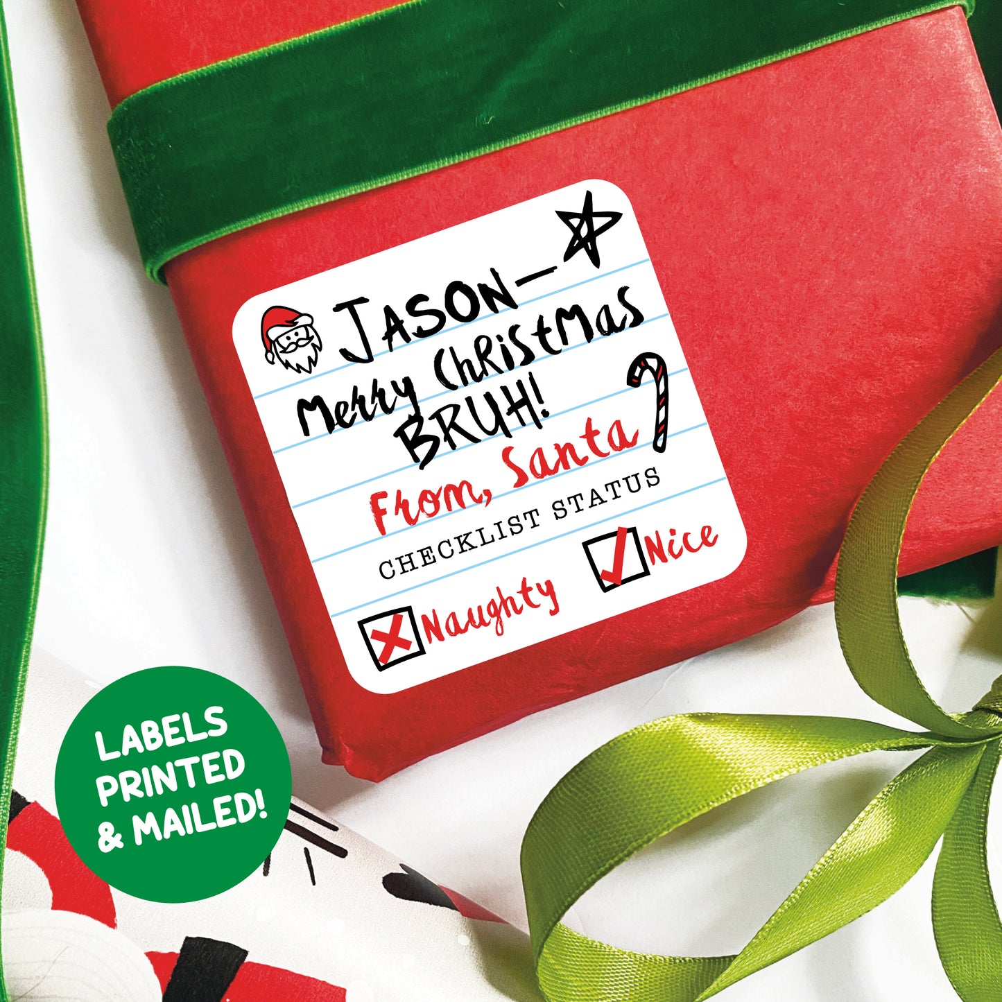 Bruh Merry Christmas Gift Labels - Notebook