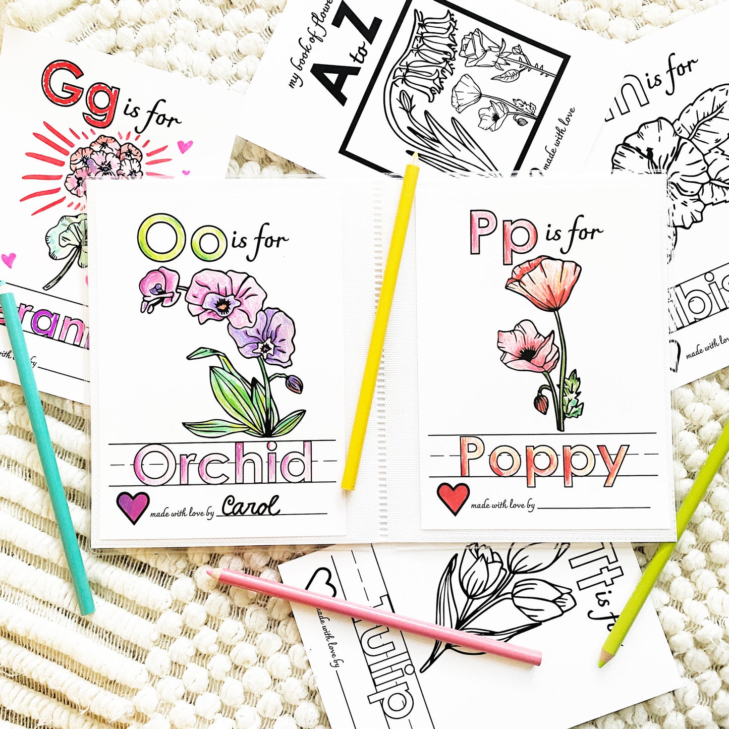 Baby Shower Alphabet Book - Flowers