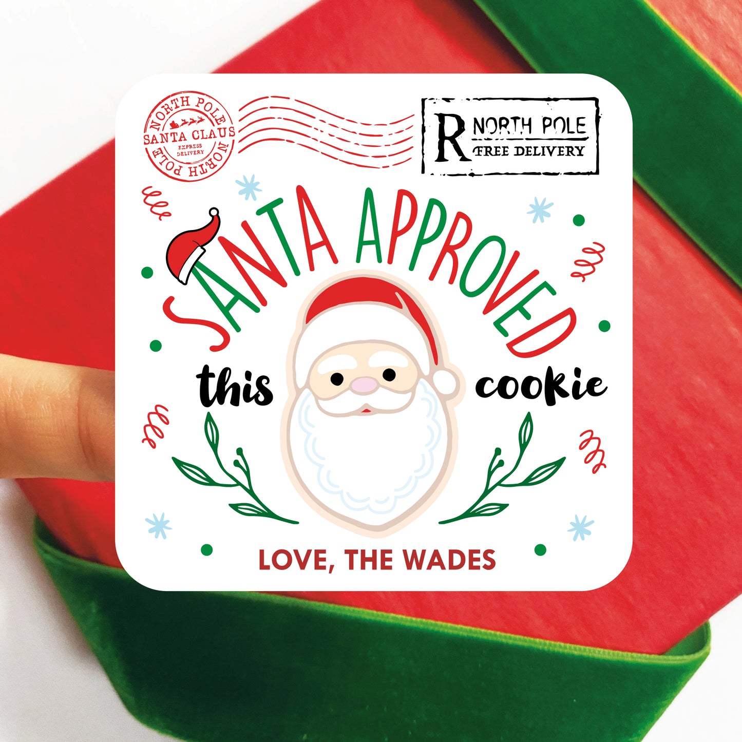 Personalized Christmas Cookie Labels - Santa