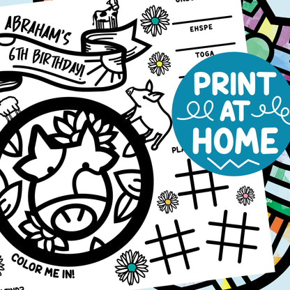 Farm Coloring Placemat Printable