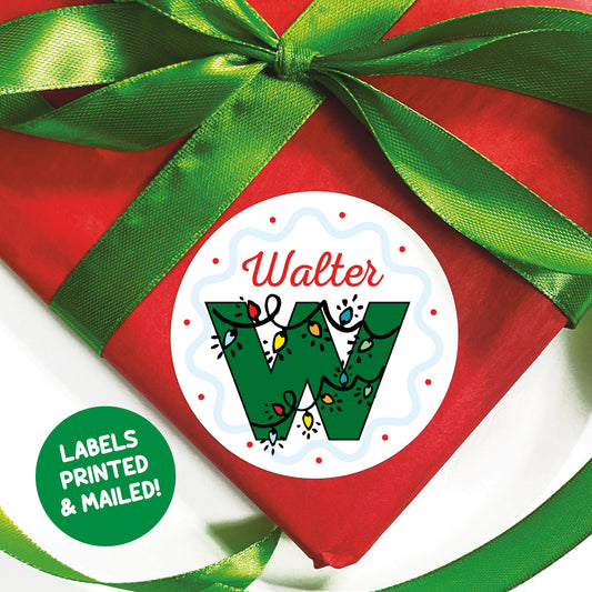 Light Strand Initial Christmas Gift Labels