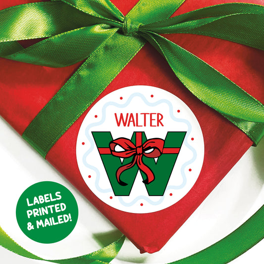 Present Initial Christmas Gift Labels